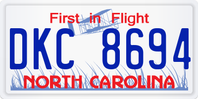 NC license plate DKC8694