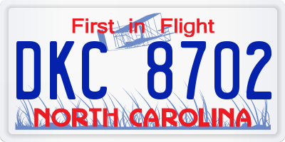 NC license plate DKC8702