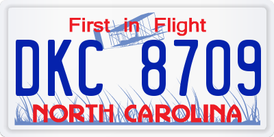 NC license plate DKC8709