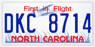 NC license plate DKC8714