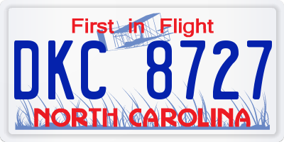 NC license plate DKC8727