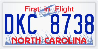 NC license plate DKC8738