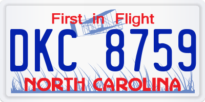 NC license plate DKC8759