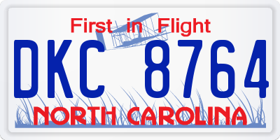 NC license plate DKC8764