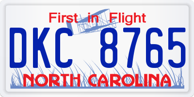 NC license plate DKC8765