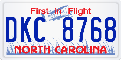 NC license plate DKC8768