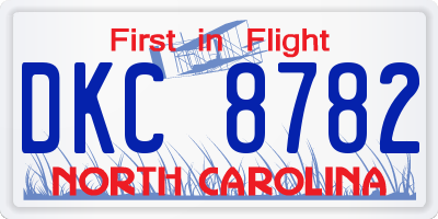 NC license plate DKC8782