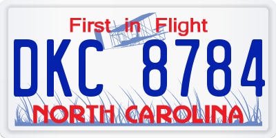NC license plate DKC8784
