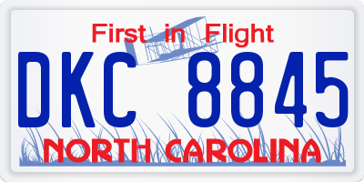 NC license plate DKC8845