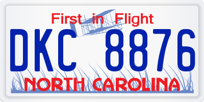 NC license plate DKC8876
