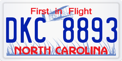 NC license plate DKC8893