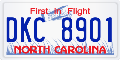 NC license plate DKC8901