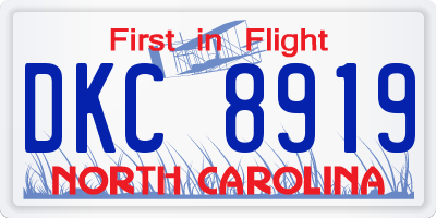 NC license plate DKC8919