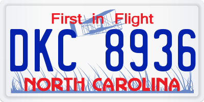 NC license plate DKC8936