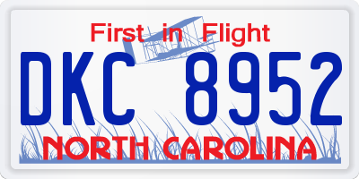 NC license plate DKC8952