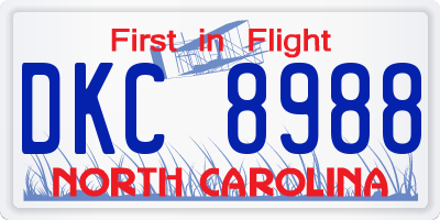 NC license plate DKC8988