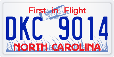NC license plate DKC9014