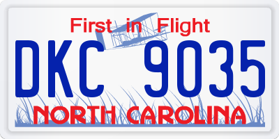 NC license plate DKC9035