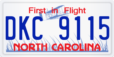 NC license plate DKC9115