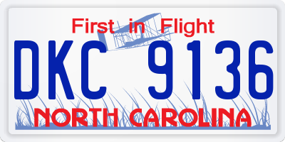 NC license plate DKC9136