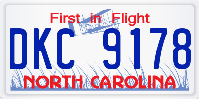 NC license plate DKC9178