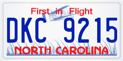 NC license plate DKC9215