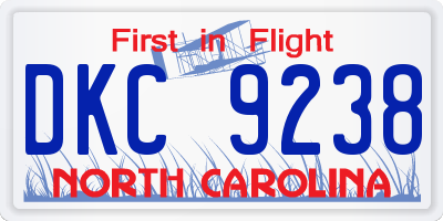 NC license plate DKC9238