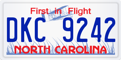 NC license plate DKC9242