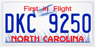 NC license plate DKC9250