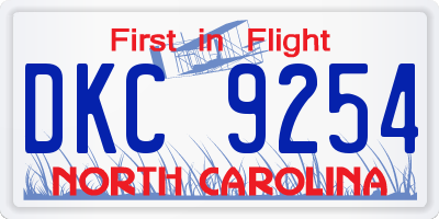 NC license plate DKC9254