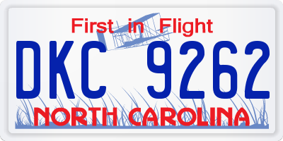 NC license plate DKC9262