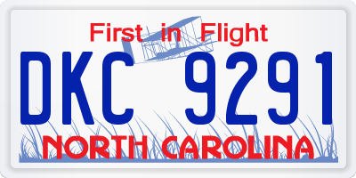 NC license plate DKC9291