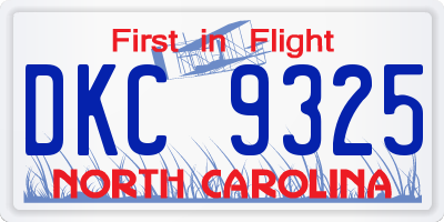 NC license plate DKC9325