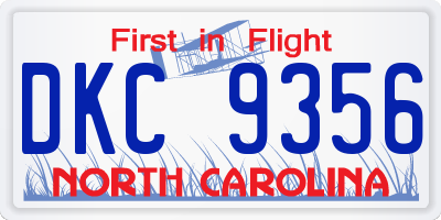 NC license plate DKC9356