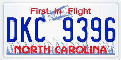 NC license plate DKC9396