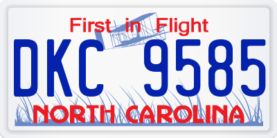 NC license plate DKC9585