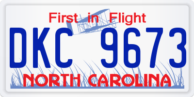 NC license plate DKC9673