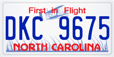 NC license plate DKC9675