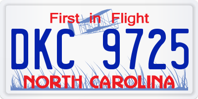 NC license plate DKC9725