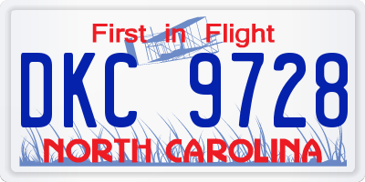 NC license plate DKC9728
