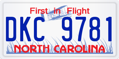 NC license plate DKC9781