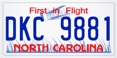 NC license plate DKC9881