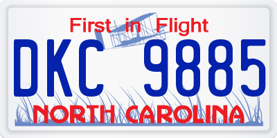NC license plate DKC9885