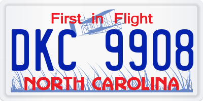 NC license plate DKC9908