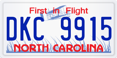 NC license plate DKC9915