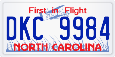 NC license plate DKC9984