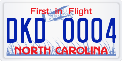 NC license plate DKD0004