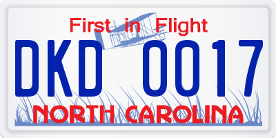 NC license plate DKD0017