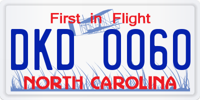 NC license plate DKD0060