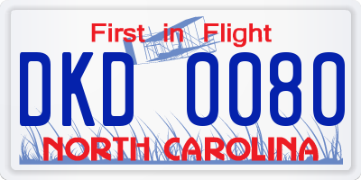 NC license plate DKD0080